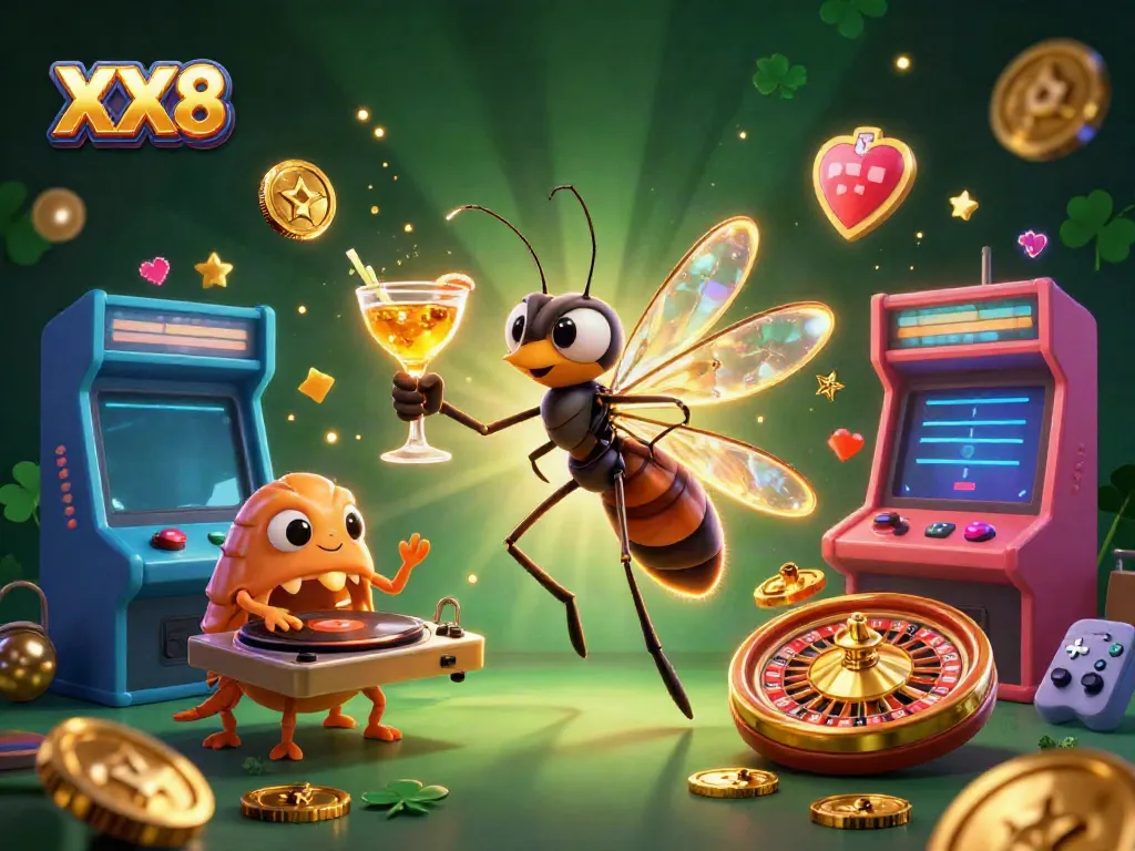 Experience XX8's thrilling gameplay with vibrant casino characters and colorful gaming elements.